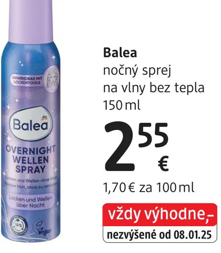 Balea nočný sprej na vlny bez tepla