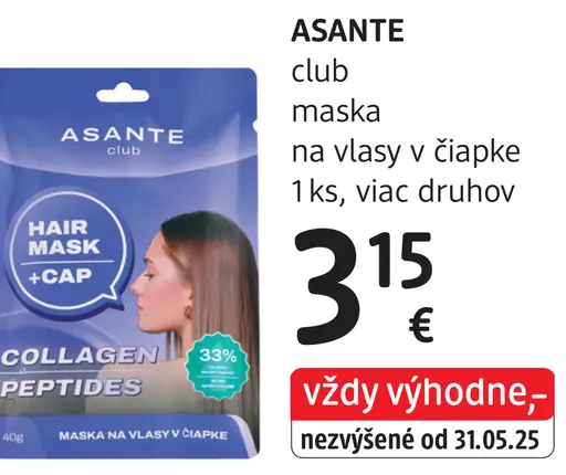 Asante Club maska na vlasy v čiapke
