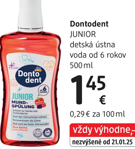 Dontodent Junior detská ústna voda od 6 rokov