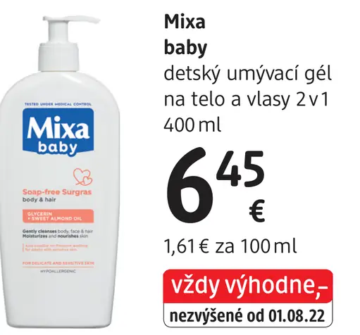 Mixa baby detský umývací gél na telo a vlasy 2v1