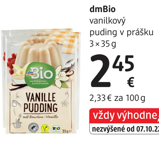 DmBio vanilkový puding v prášku