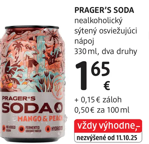 Prager’s Soda nealkoholický sýtený osviežujúci nápoj