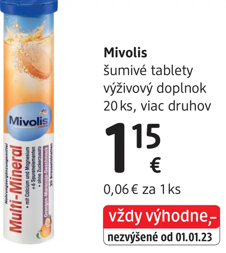 Mivolis šumivé tablety multivitamín výživový doplnok