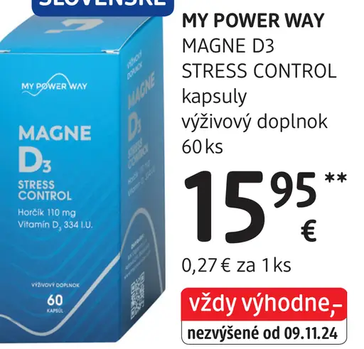 MY POWER WAY Magne D3 Stress Control kapsuly výživový doplnok
