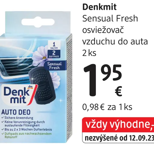Denkmit Auto Deo Sensual Fresh osviežovač vzduchu do auta