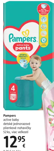 Pampers Active Baby detské jednorazové plienkové nohavičky veľkosť 4