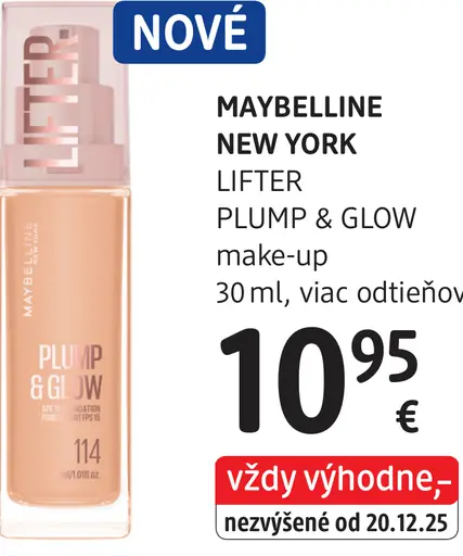 Maybelline New York Lifter Plump & Glow make-up, viac odtieňov