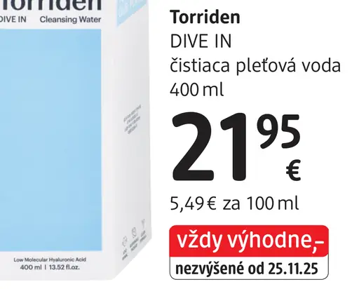 Torriden Dive In čistiaca pleťová voda