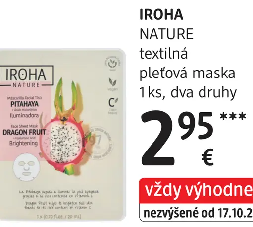 Iroha Nature textilná pleťová maska