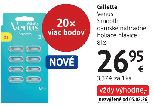 Gillette Venus Smooth dámske náhradné holiace hlavice