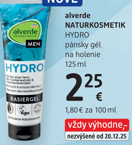Alverde Naturkosmetik Hydro pánsky gél na holenie