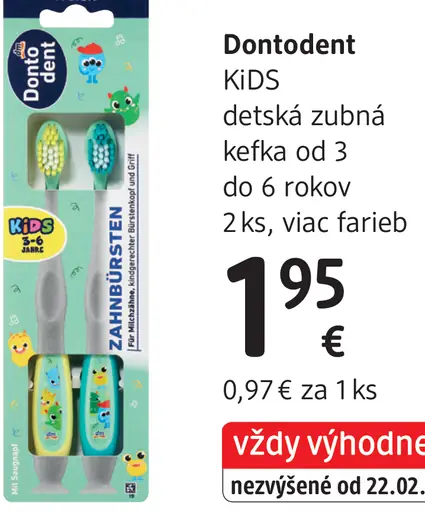 Dontodent Kids detská zubná kefka od 3 do 6 rokov
