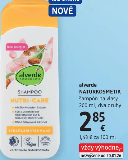 Alverde Naturokosmetik šampón na vlasy, dva druhy