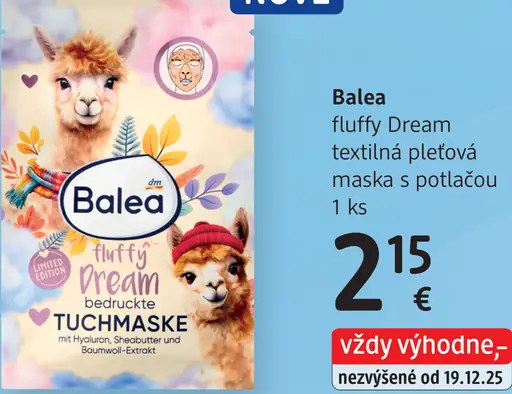 Balea fluffy Dream textílna pleťová maska s potlačou