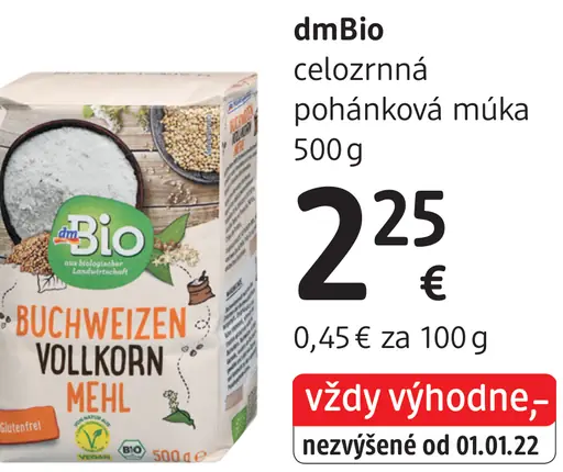 DmBio celozrnná pohánková múka