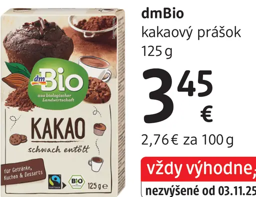 DmBio kakaový prášok