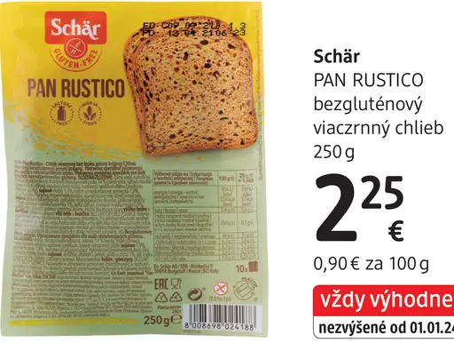 Schär Pan Rustico bezlepkový viaczrnný chlieb