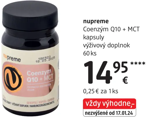 Nupreme Coenzym Q10 + MCT kapsuly výživový doplnok