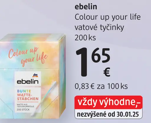 Ebelin Colour up your life farebné vatové tyčinky