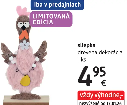 Drevená dekorácia sliepka