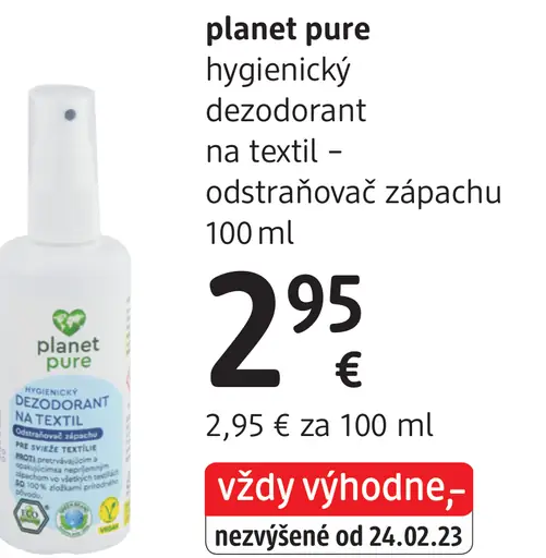 Planet Pure hygienický dezodorant na textil – odstraňovač zápachu