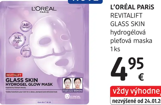 L’Oréal Paris Revitalift Glass Skin hydrogelová pleťová maska