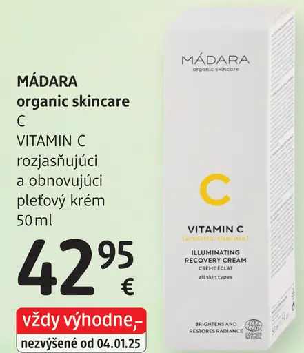 Mádara Vitamin C rozjasňujúci a obnovujúci pleťový krém