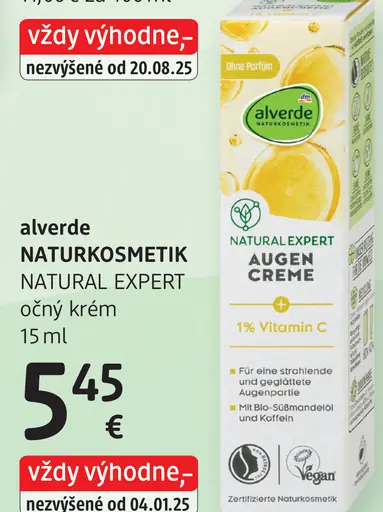Alverde NATURKOSMETIK NATURAL EXPERT očný krém