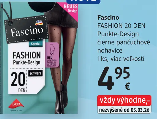 Fascino FASHION 20 DEN Punkte-Design čierne pančuchové nohavice