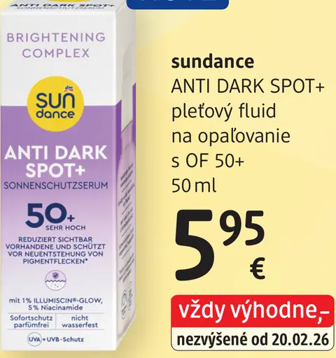 Sundance Anti Dark Spot+ pleťový fluid na opaľovanie s OF 50+