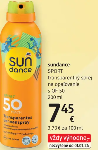 Sundance Sport transparentný sprej na opaľovanie s OF 50
