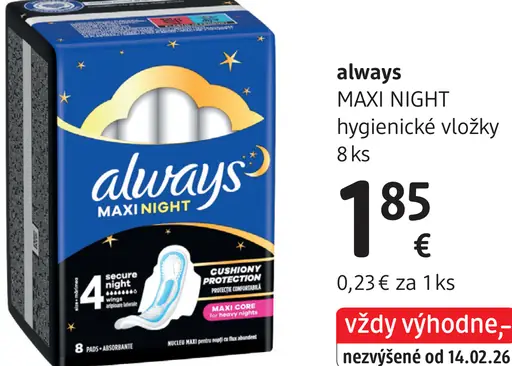 Always Maxi Night hygienické vložky