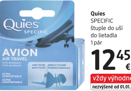 Quies Specific štuple do uší do lietadla