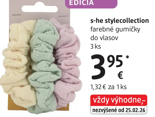 S-he stylecollection farebné gumičky do vlasov