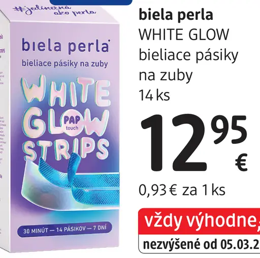 Biela perla White Glow bieliace pásiky na zuby