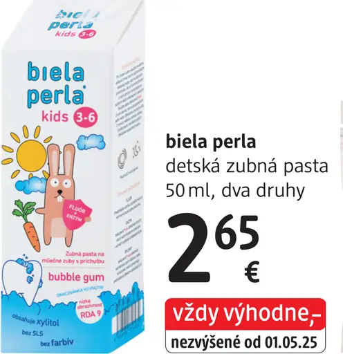 Biela perla detská zubná pasta