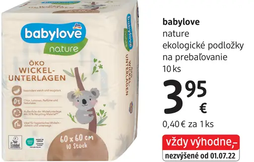 Babylove nature ekologické podložky na prebaľovanie