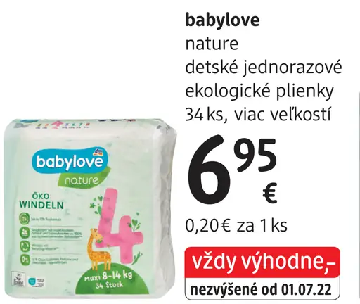 Babylove nature detské ekologické jednorazové plienky