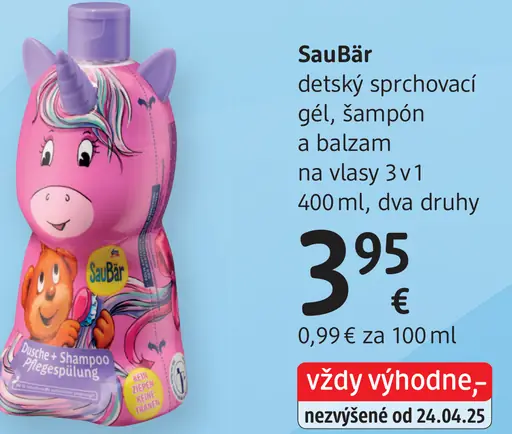 SauBär detský sprchovací gél, šampón a balzam na vlasy 3v1