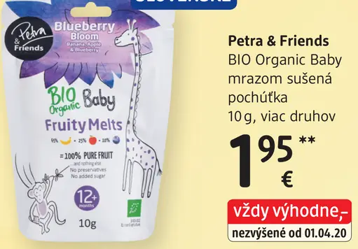 Petra & Friends BIO Organic Baby mrazom sušená pochúťka