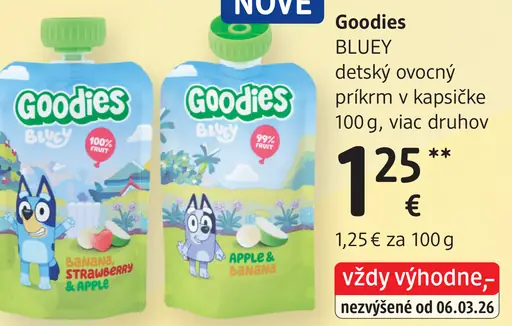Goodies Bluey detský ovocný príkrm v kapsičke