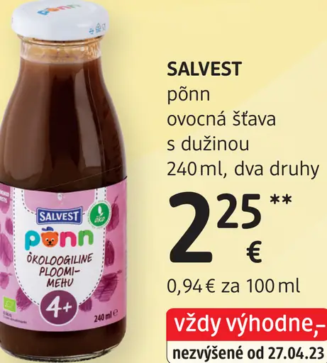 Salvest Põnn ovocná šťava s dužinou