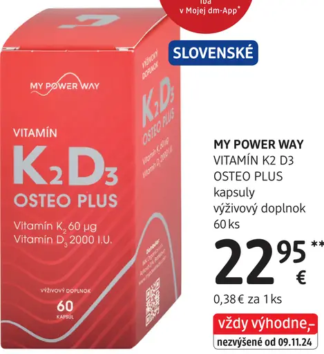 My Power Way Vitamín K2 D3 Osteo Plus kapsuly výživový doplnok