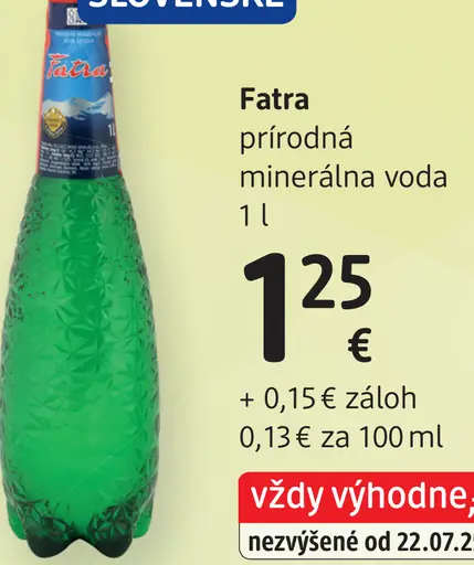 Fatra Prírodná minerálna voda sýtená