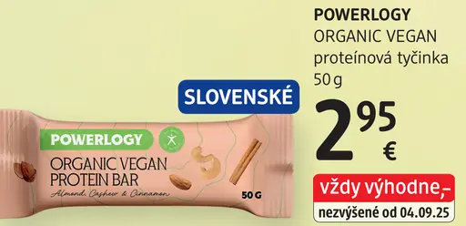 Powerlogy ORGANIC VEGAN proteínová tyčinka