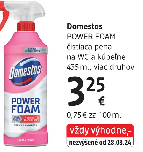 Domestos POWER FOAM čistiaca pena na WC a kúpeľne