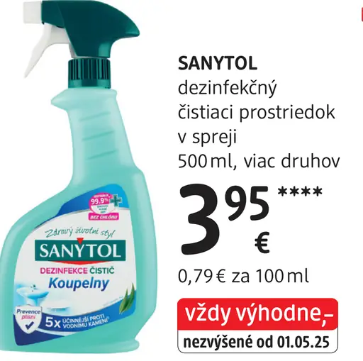 SANYTOL dezinfekčný čistiaci prostriedok v spreji