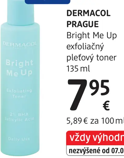 Dermacol Prague Bright Me Up exfoliačný pleťový toner