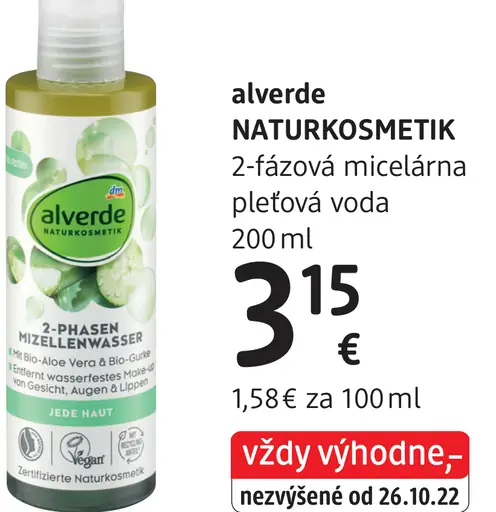 Alverde Naturkosmetik 2-fázová micelárna pleťová voda