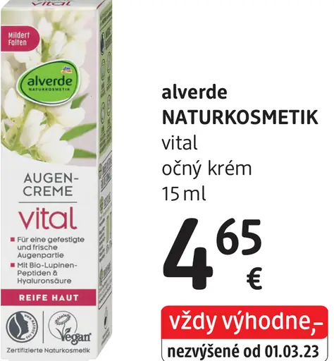 Alverde Naturokosmetik vital očný krém